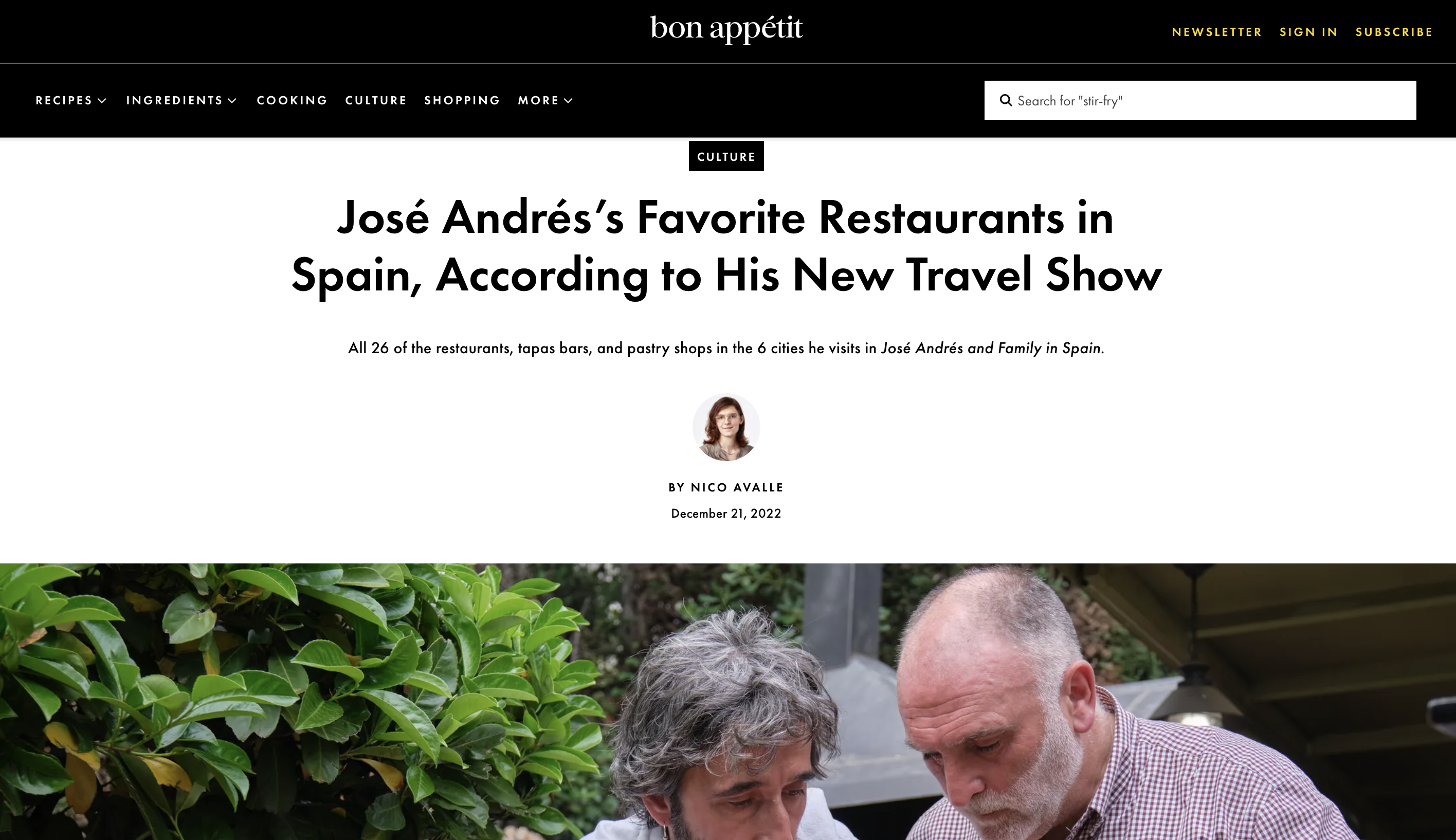 José and Family in Spain press from Bon Appétit 